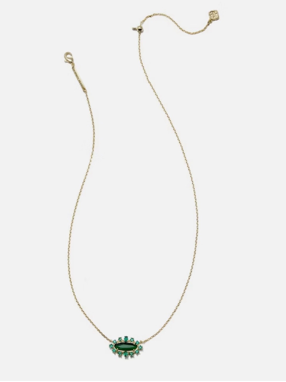 Kendra Scott Gold Plated Emerald Green Crystal Pendant Necklace - Picture 2 of 2